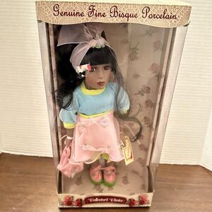 Vintage Hand Painted African American Bisque Porcelain Doll Ltd Pink Green Blue